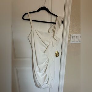 Guess White Ruffle Bodycon Cocktail Dress | Size 8